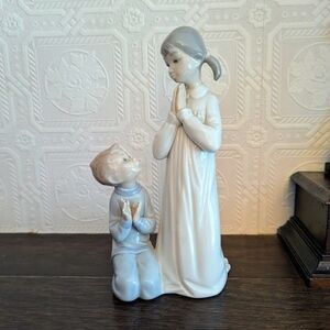 Vintage Lladró Porcelain Figurine | Praying Girl with Kneeling Boy